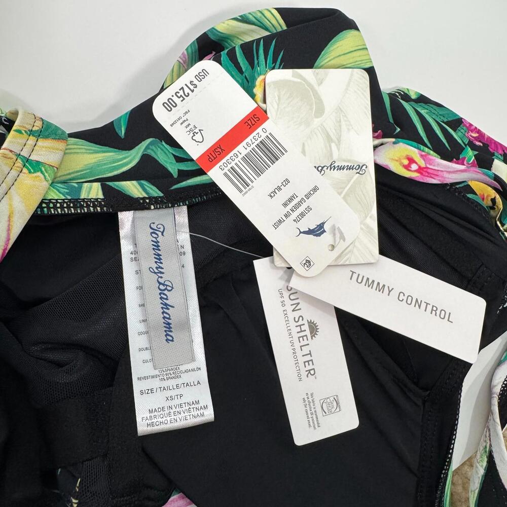 Tommy Bahama Orchid Garden Underwire Tankini Swim Top Women’s Size XS Black New - Picture 9 of 11